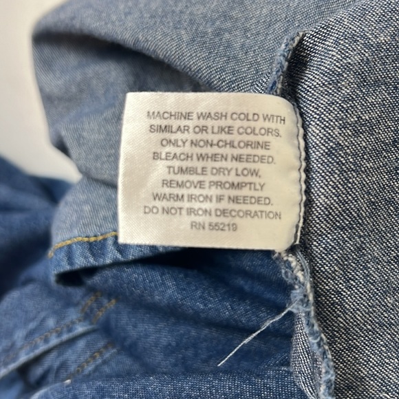 Disney Vintage Tinker Bell Pearl Snap Denim Button Down Collard Shirt - Picture 7 of 8